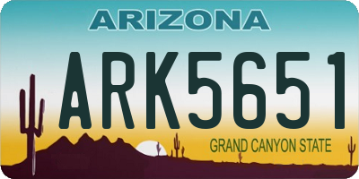 AZ license plate ARK5651