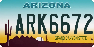AZ license plate ARK6672