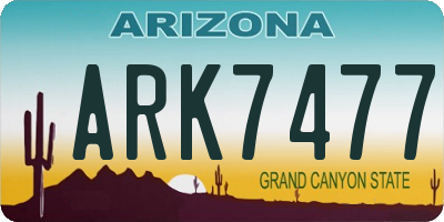 AZ license plate ARK7477