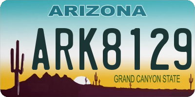 AZ license plate ARK8129