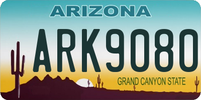 AZ license plate ARK9080