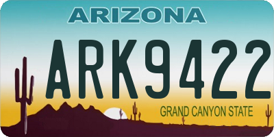 AZ license plate ARK9422