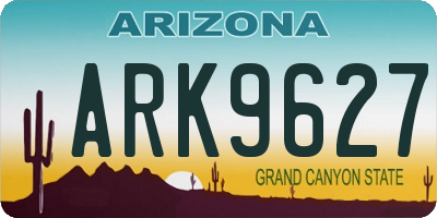 AZ license plate ARK9627