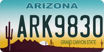 AZ license plate ARK9830