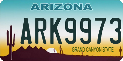 AZ license plate ARK9973