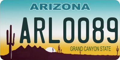 AZ license plate ARL0089
