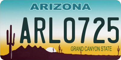 AZ license plate ARL0725