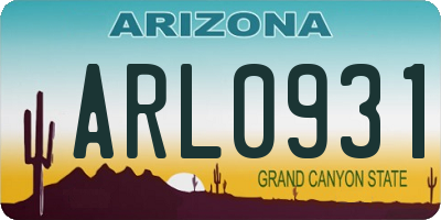 AZ license plate ARL0931