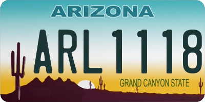 AZ license plate ARL1118
