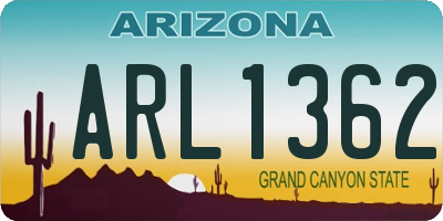 AZ license plate ARL1362