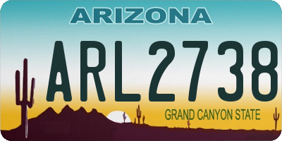 AZ license plate ARL2738