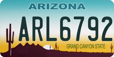 AZ license plate ARL6792