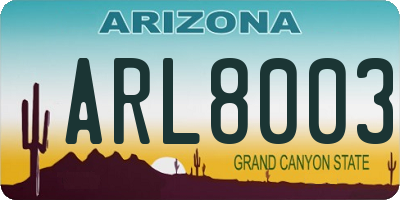 AZ license plate ARL8003