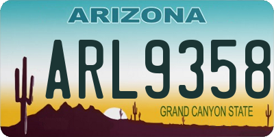 AZ license plate ARL9358