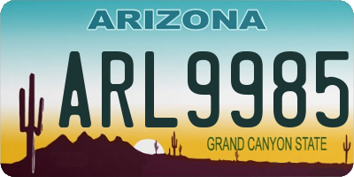 AZ license plate ARL9985