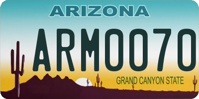 AZ license plate ARM0070