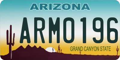 AZ license plate ARM0196