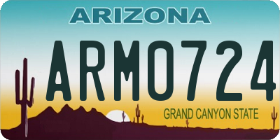 AZ license plate ARM0724