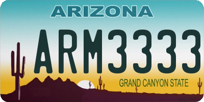 AZ license plate ARM3333