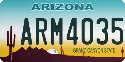 AZ license plate ARM4035