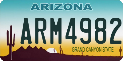 AZ license plate ARM4982