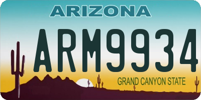 AZ license plate ARM9934