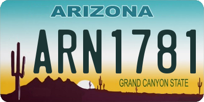 AZ license plate ARN1781