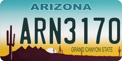 AZ license plate ARN3170