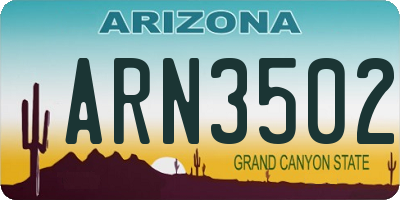 AZ license plate ARN3502