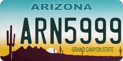 AZ license plate ARN5999