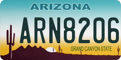 AZ license plate ARN8206