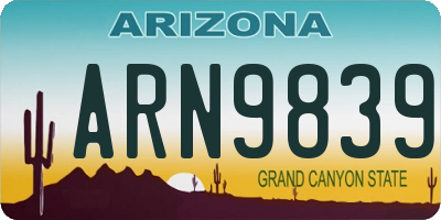AZ license plate ARN9839