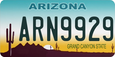 AZ license plate ARN9929