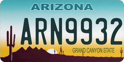 AZ license plate ARN9932