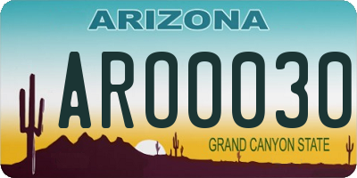 AZ license plate ARO0030