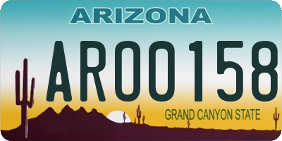 AZ license plate ARO0158