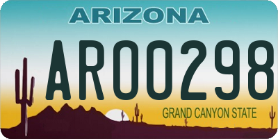 AZ license plate ARO0298