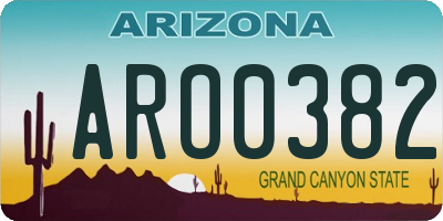 AZ license plate ARO0382