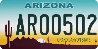 AZ license plate ARO0502