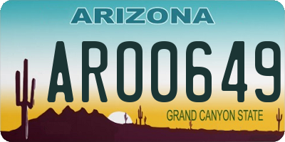 AZ license plate ARO0649