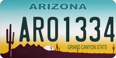 AZ license plate ARO1334