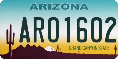 AZ license plate ARO1602