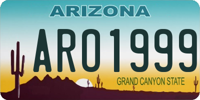 AZ license plate ARO1999