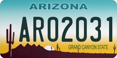 AZ license plate ARO2031