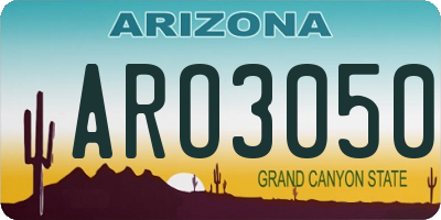 AZ license plate ARO3050