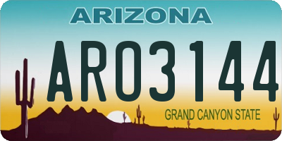 AZ license plate ARO3144