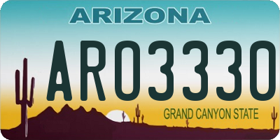 AZ license plate ARO3330