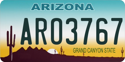 AZ license plate ARO3767