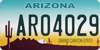 AZ license plate ARO4029