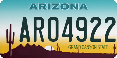 AZ license plate ARO4922